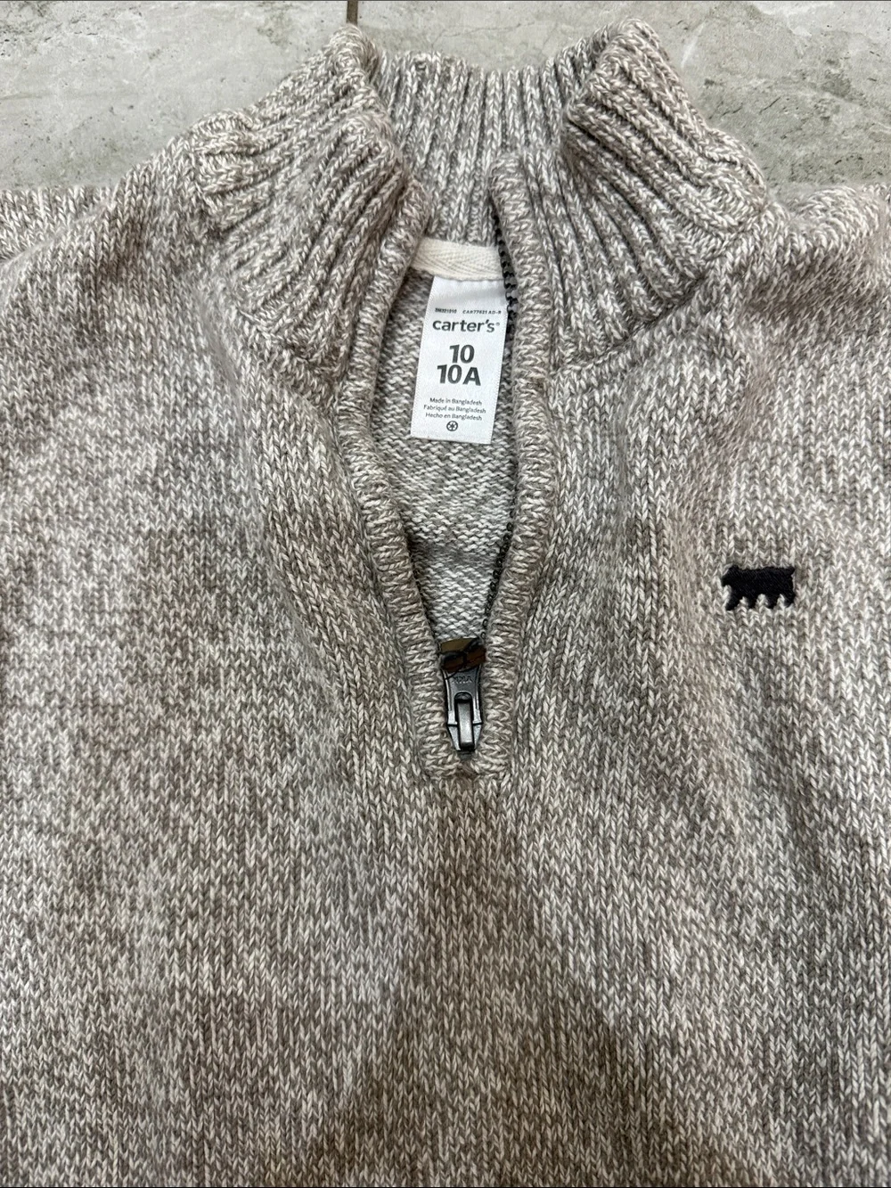 Carter's Men's Zip-Neck Heather Taupe Sweater